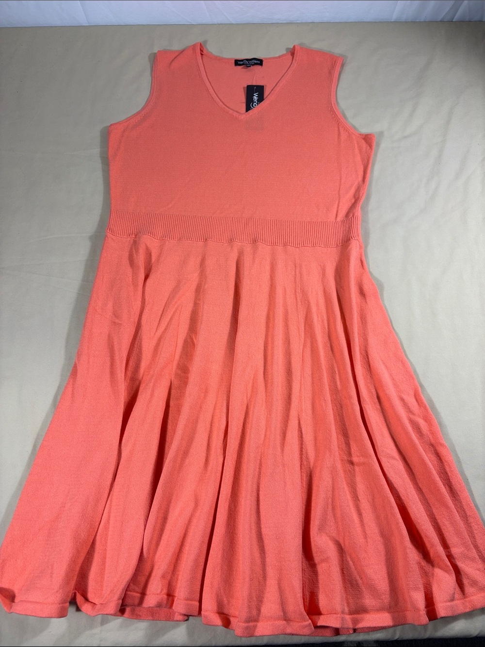 The Wendy Williams Collection Peach Coral Sleeveless V-Neck Sweater Dress 1X NWT